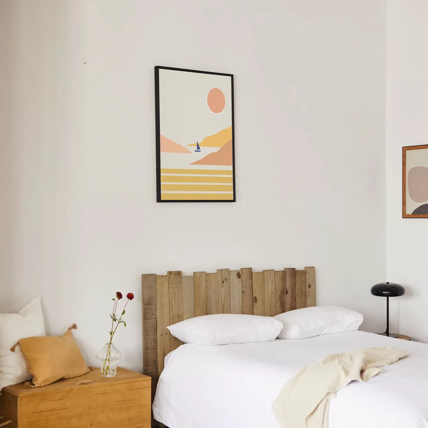 Illustration numéro 3 du produit Tête de lit en bois de couleur marron pour lit 135 cm