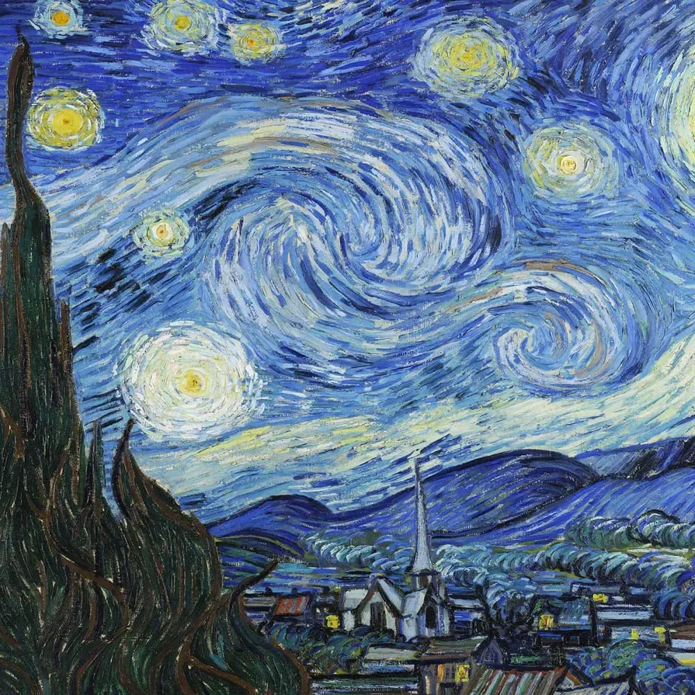 Illustration numéro 3 du produit Tableau la Nuit Etoilée de Vincent Van Gogh imprimé sur toile 90x60 cm