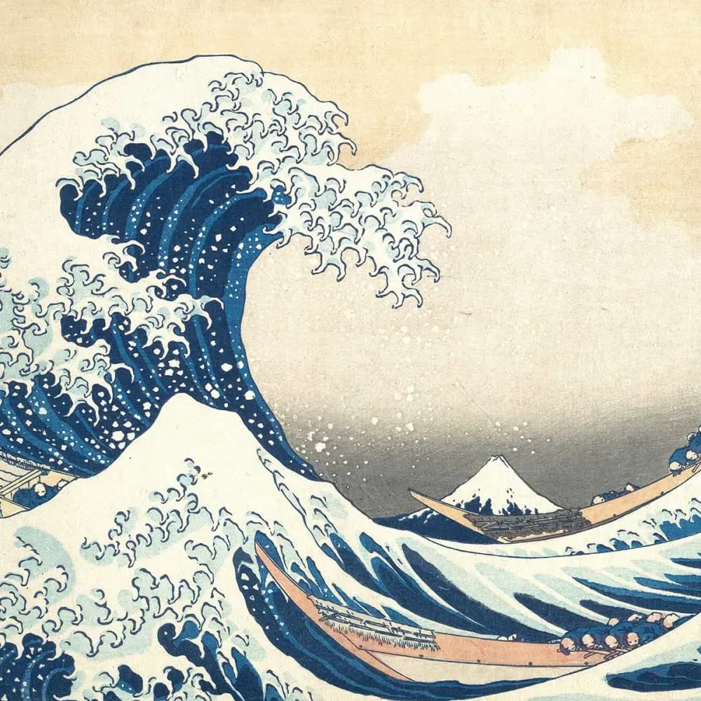 Illustration numéro 3 du produit Tableau la vague de Kanagawa par Hokusai imprimé sur toile 90x60 cm