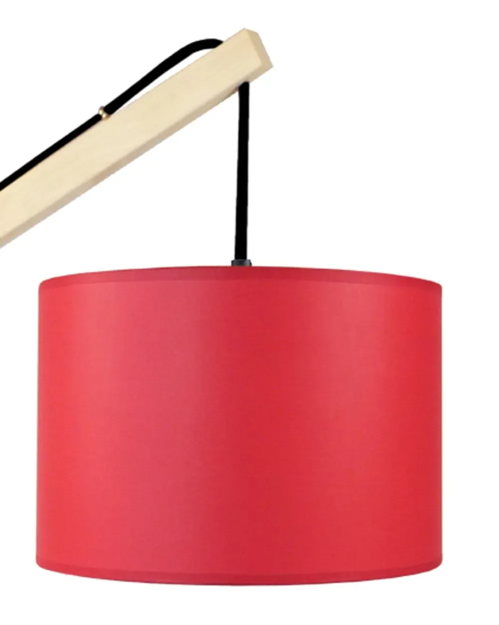 Illustration numéro 3 du produit Lampadaire liseuse bois naturel abat-jour rouge
