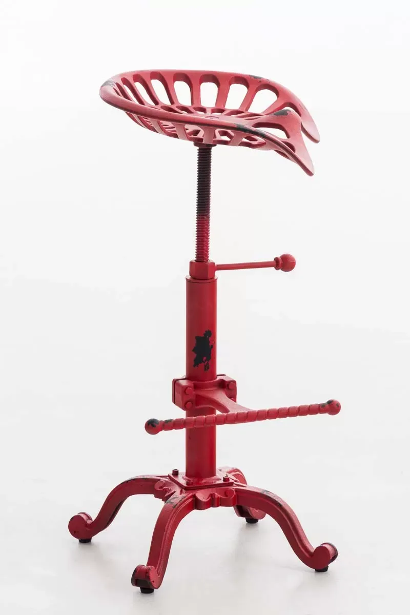 Illustration numéro 3 du produit Tabouret de bar industriel réglable en métal Rouge