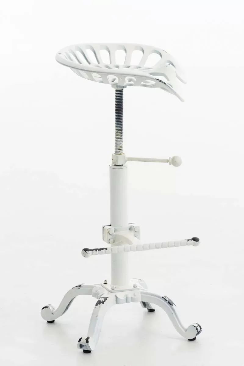 Illustration numéro 3 du produit Tabouret de bar industriel réglable en métal Blanc antique
