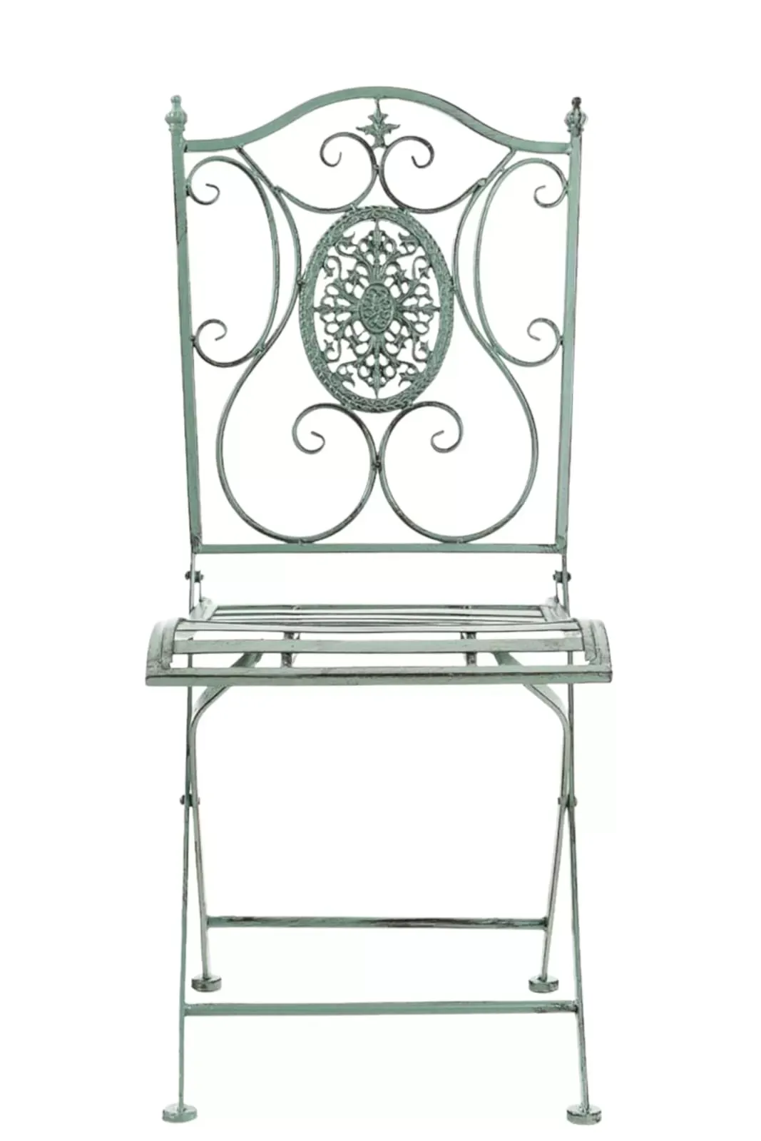 Illustration numéro 3 du produit Lot de 2 chaises de jardin pliables en métal Vert antique