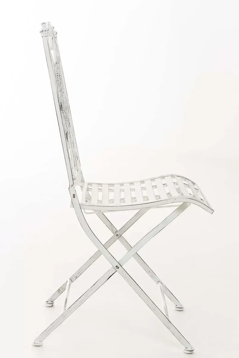 Illustration numéro 3 du produit Chaise de jardin pliable en métal Blanc antique