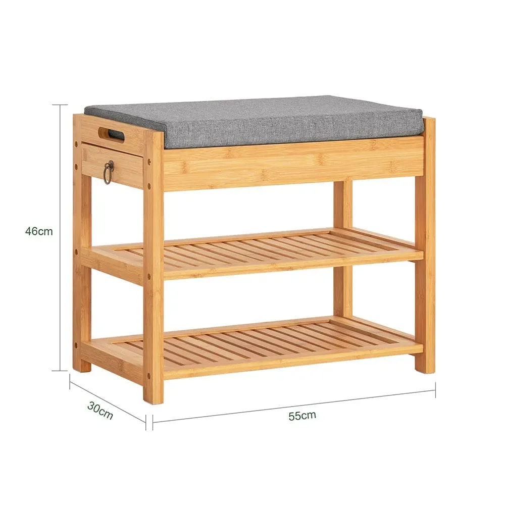 Illustration numéro 3 du produit Banc à chaussures avec 2 étages en bambou