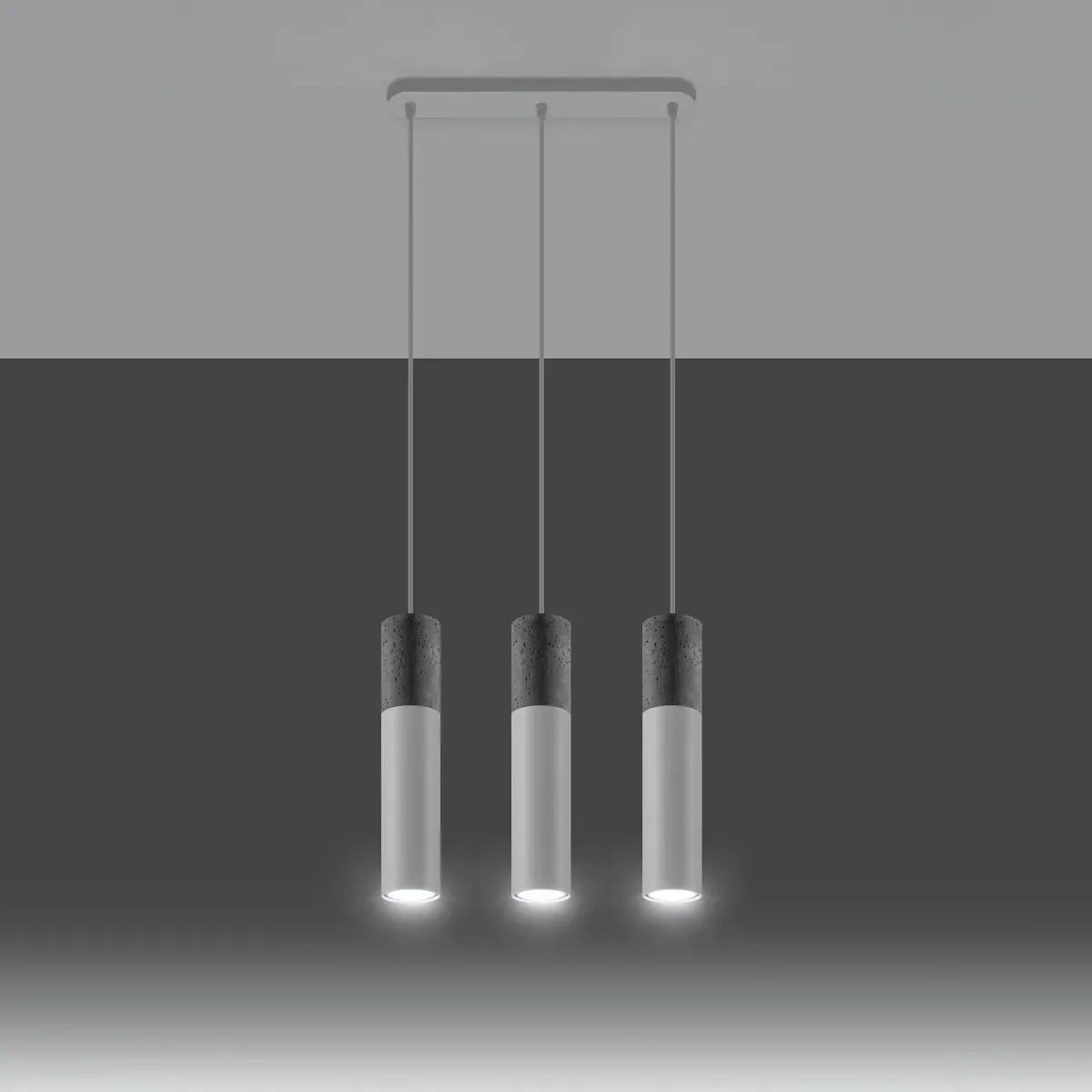 Illustration numéro 3 du produit Lampe suspendue acier/béton blanc H 90 cm