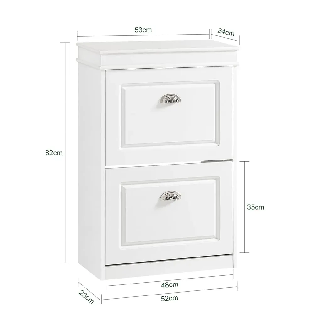 Illustration numéro 3 du produit Armoire à chaussures 2 abattants effet bois blanc