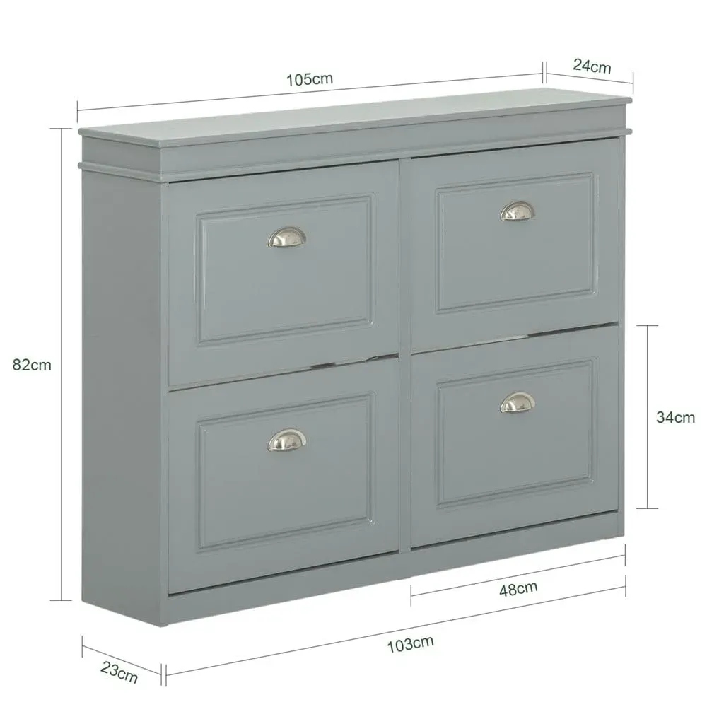 Illustration numéro 3 du produit Armoire à chaussures 4 abattants effet bois gris