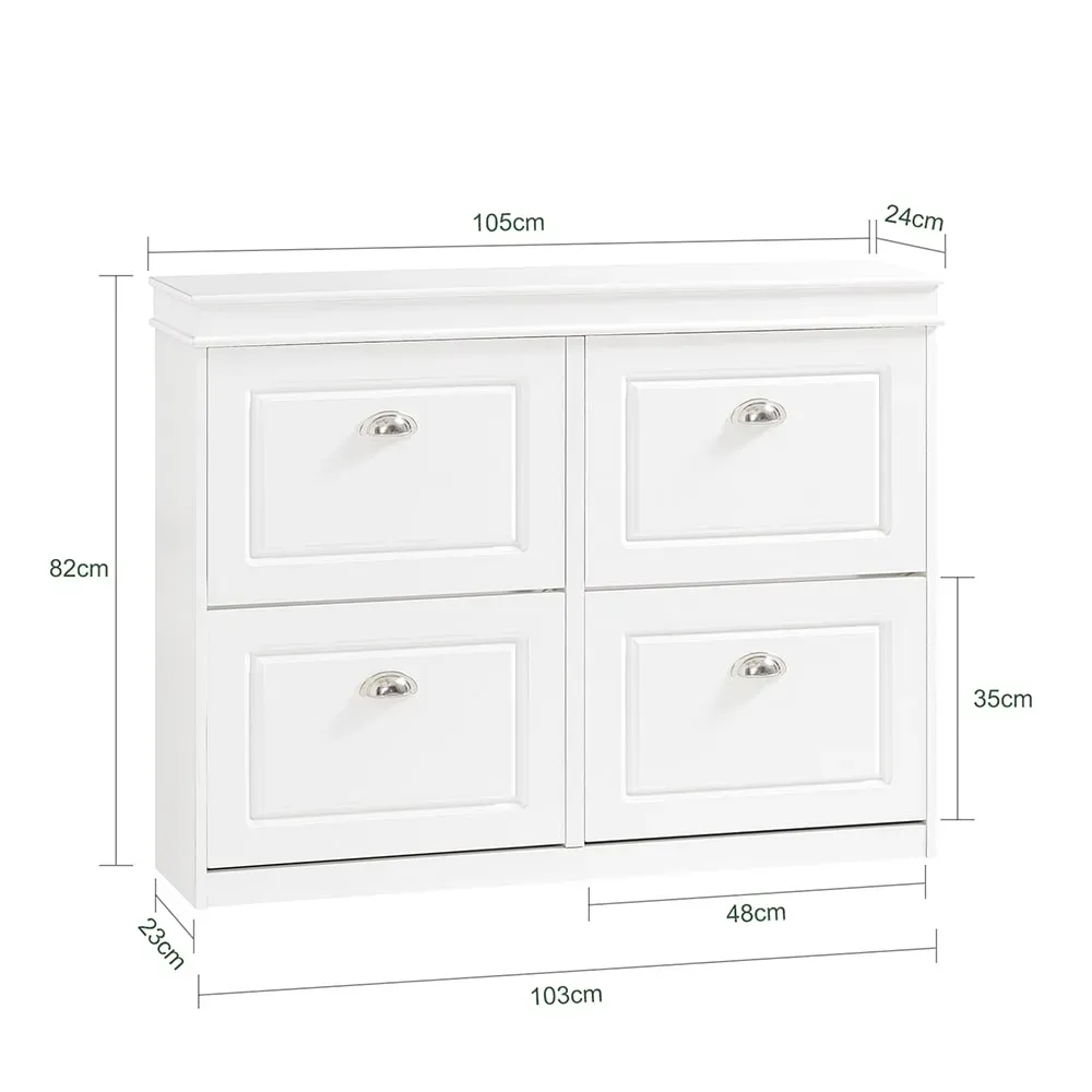 Illustration numéro 3 du produit Armoire à chaussures 4 abattants effet bois blanc