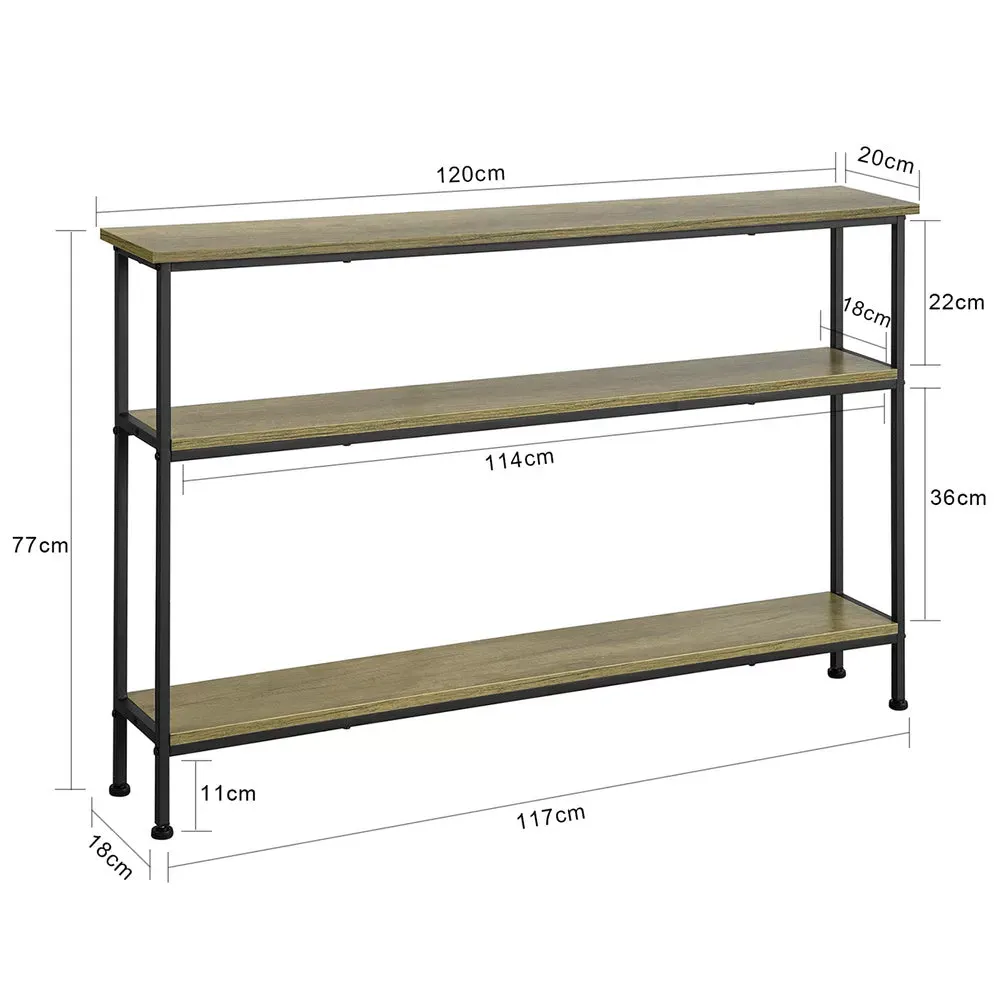 Illustration numéro 3 du produit Table console 3 étagères effet bois naturel cadre en métal noir