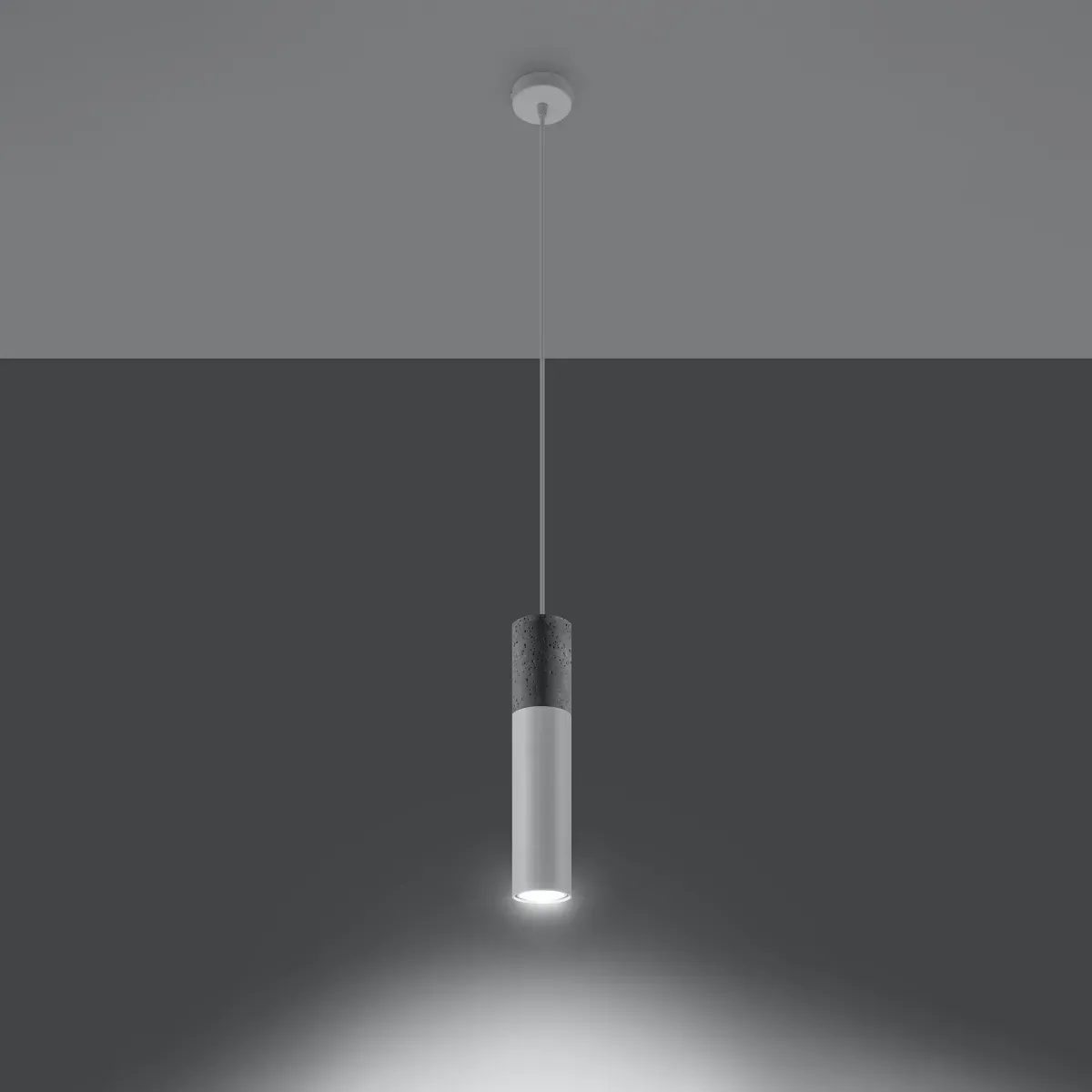 Illustration numéro 3 du produit Lampe suspendue acier/béton blanc H 105 cm