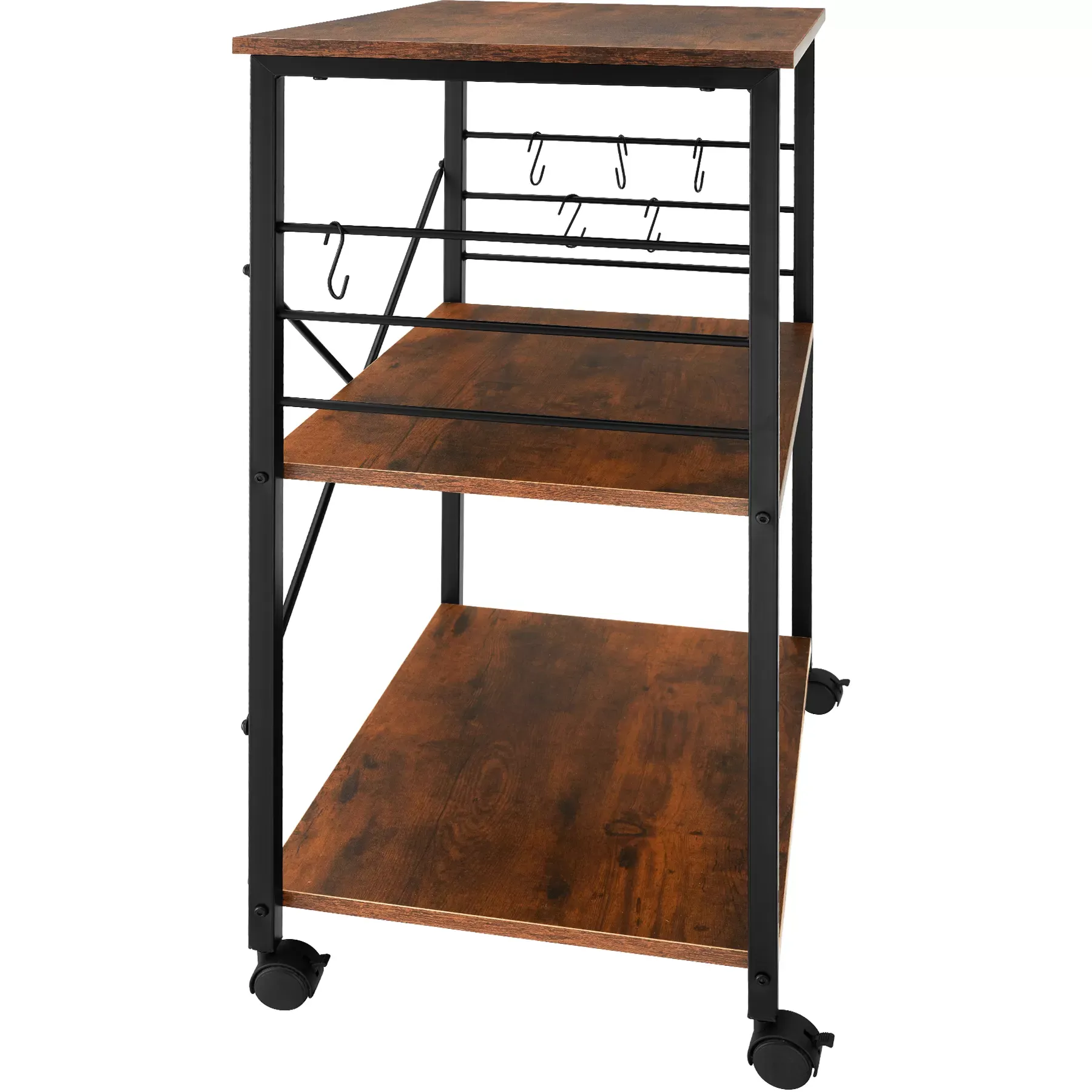 Illustration numéro 3 du produit Chariot de service Style industriel Bois et acier Bois foncé