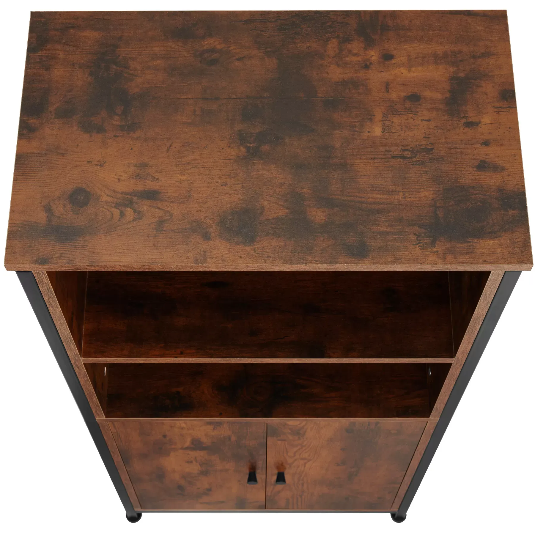 Illustration numéro 3 du produit Buffet style industriel pieds réglables 60 x 38 x 125 cm bois foncé