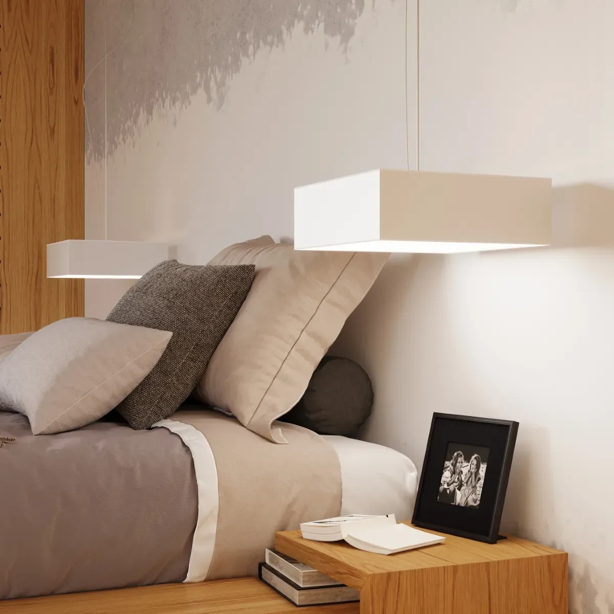 Illustration numéro 3 du produit Plafonnier carré en acrylique, blanc L: 45cm