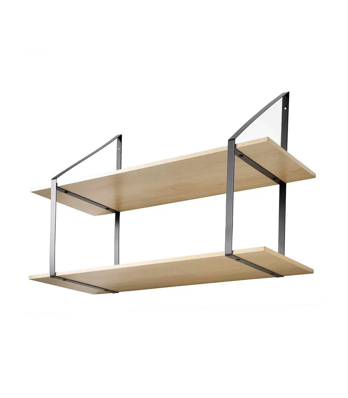 Illustration numéro 3 du produit Etagère murale à 2 niveaux effet bois - L80 x H60 cm