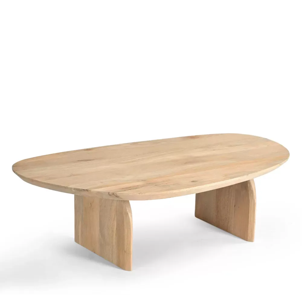 Illustration numéro 3 du produit Table basse organique en bois massif de manguier - Bois clair