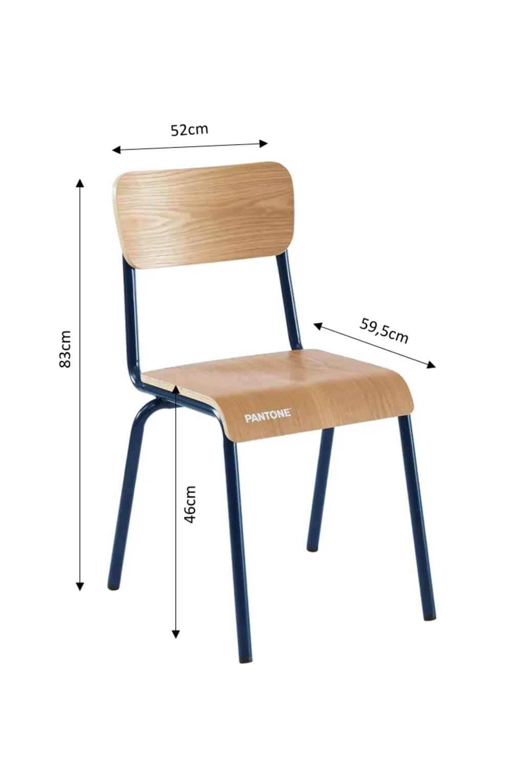 Illustration numéro 3 du produit Lot de 2 chaises bleu nuit et placage frêne pieds métal