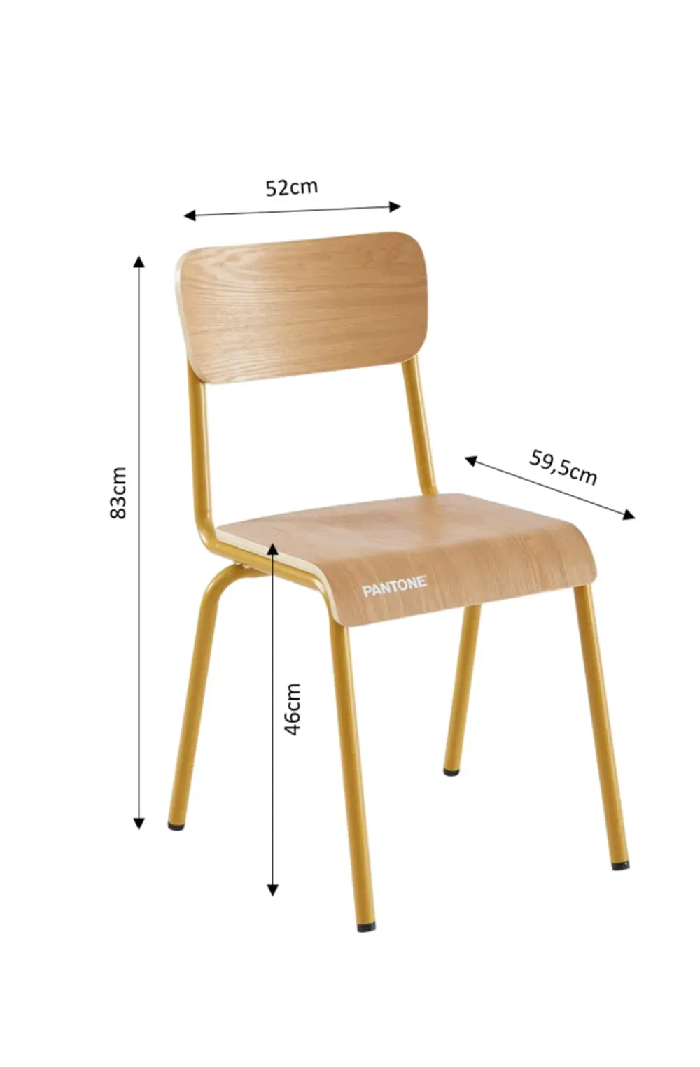 Illustration numéro 3 du produit Lot de 2 chaises jaune moutarde et placage frêne pieds