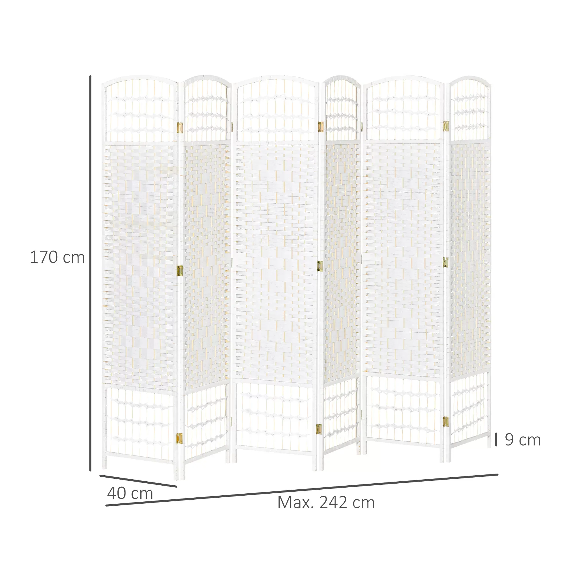 Illustration numéro 3 du produit Paravent intérieur 6 panneaux pliables bois fibres blanc paille