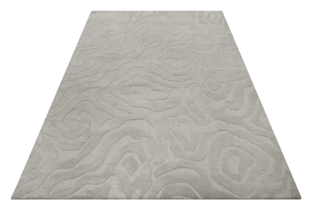 Illustration numéro 3 du produit Tapis fait main motif abstrait et relief taupe 160x230