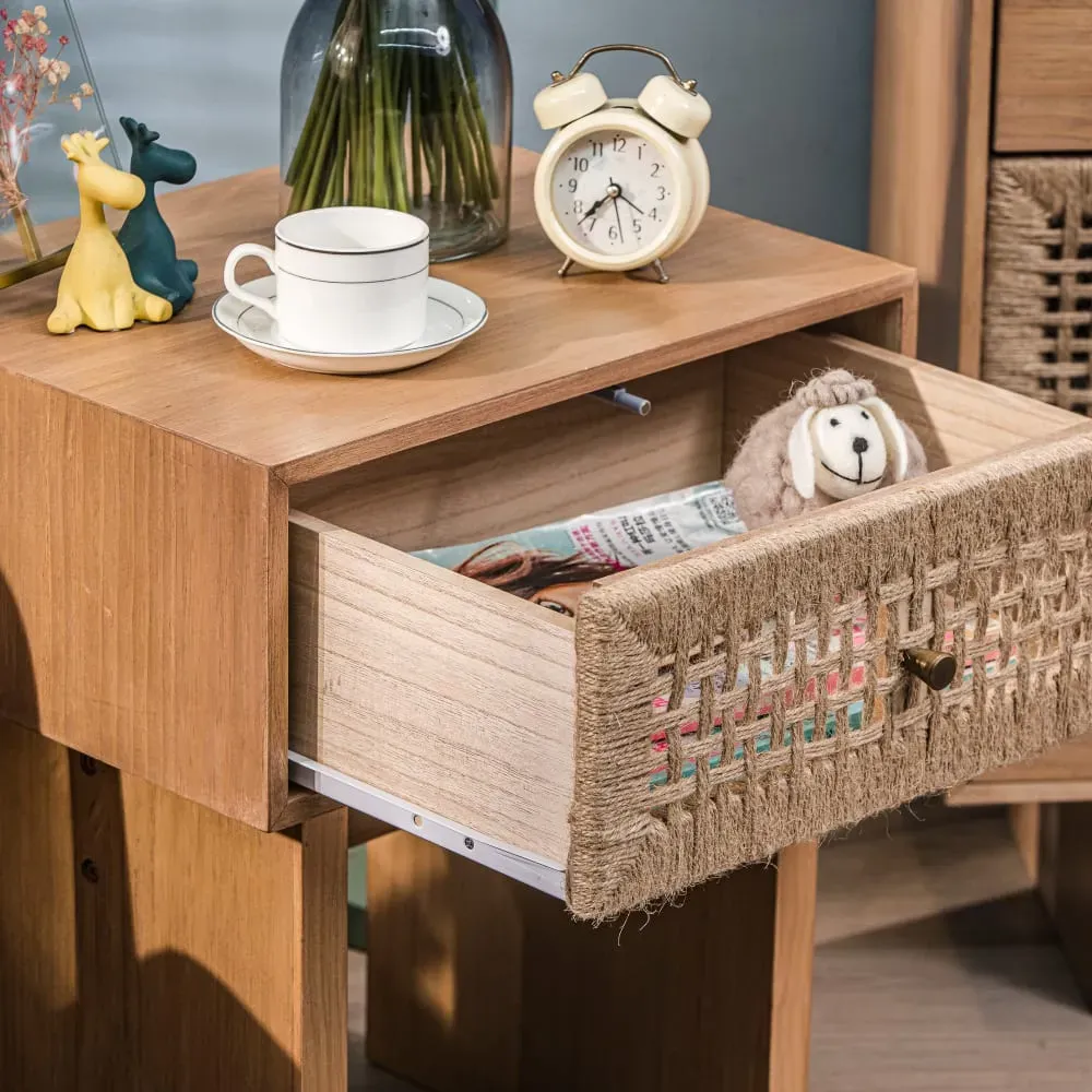 Illustration numéro 3 du produit Table de chevet 1 tiroir en corde naturelle