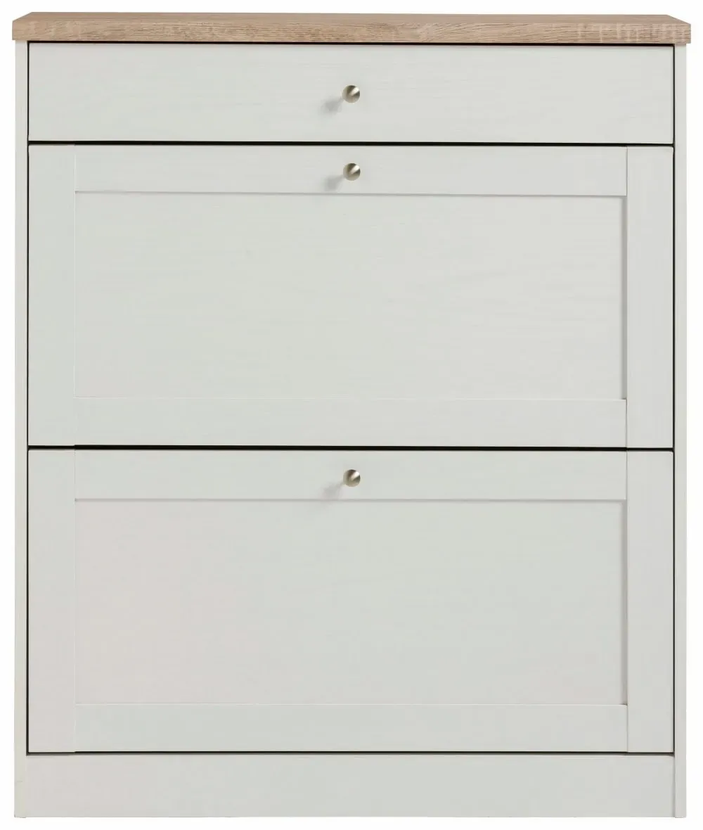 Illustration numéro 3 du produit Coffre à chaussures avec 2 portes battantes en effet chêne blanc