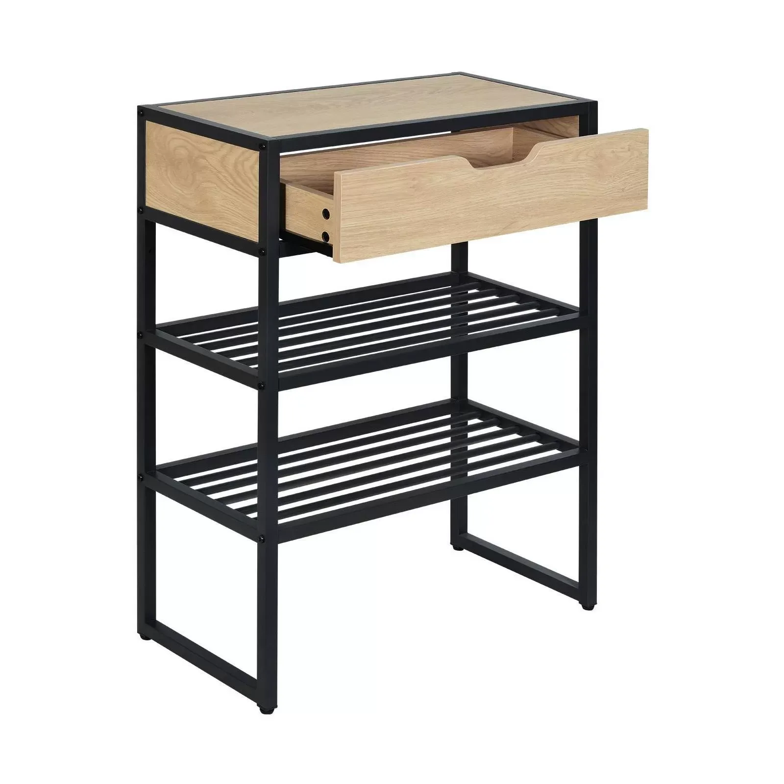 Illustration numéro 3 du produit Console d'entrée rangement chaussures bois et métal 60x80cm