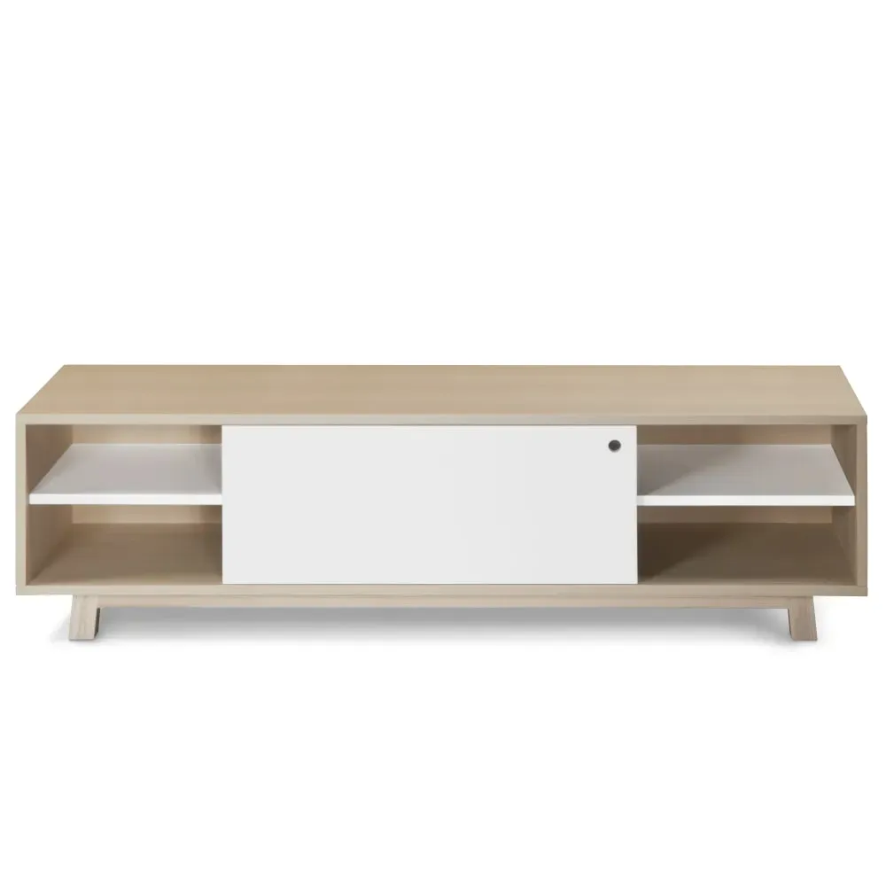 Illustration numéro 3 du produit Meuble TV 1 porte coulissante 100 cm, en frêne