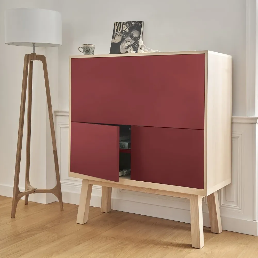 Illustration numéro 3 du produit Bureau secrétaire avec rangement, 120 cm de large, en frêne