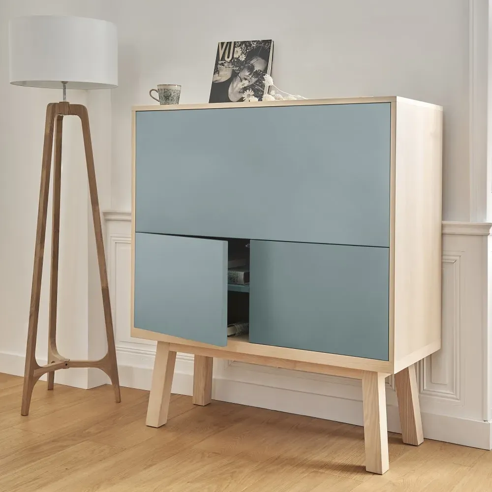 Illustration numéro 3 du produit Bureau secrétaire avec rangement, 120 cm de large, en frêne