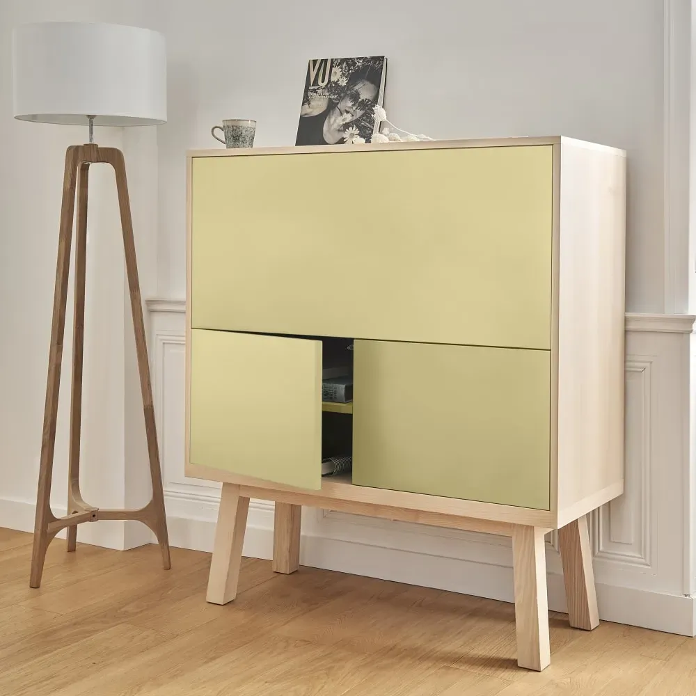 Illustration numéro 3 du produit Bureau secrétaire avec rangement, 120 cm de large, en frêne