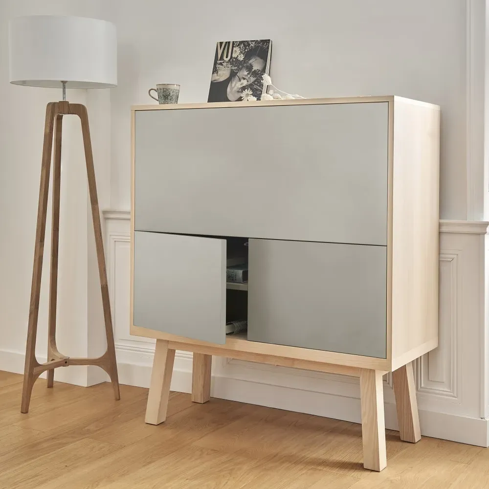 Illustration numéro 3 du produit Bureau secrétaire avec rangement, 120 cm de large, en frêne