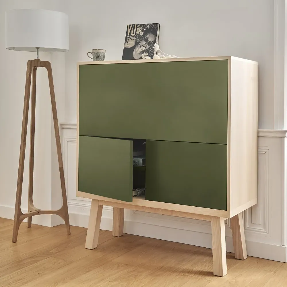 Illustration numéro 3 du produit Bureau secrétaire avec rangement, 120 cm de large, en frêne