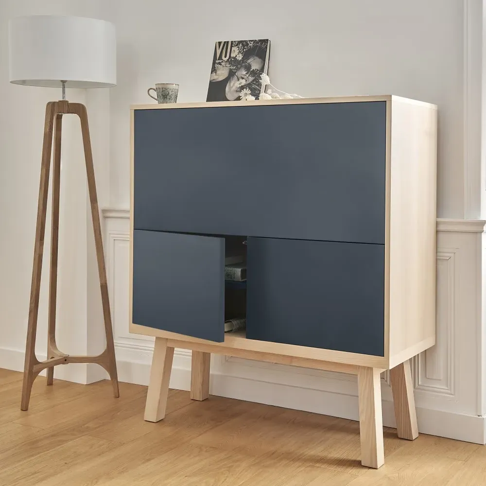 Illustration numéro 3 du produit Bureau secrétaire avec rangement, 120 cm de large, en frêne