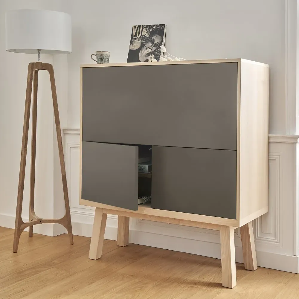 Illustration numéro 3 du produit Bureau secrétaire avec rangement, 120 cm de large, en frêne