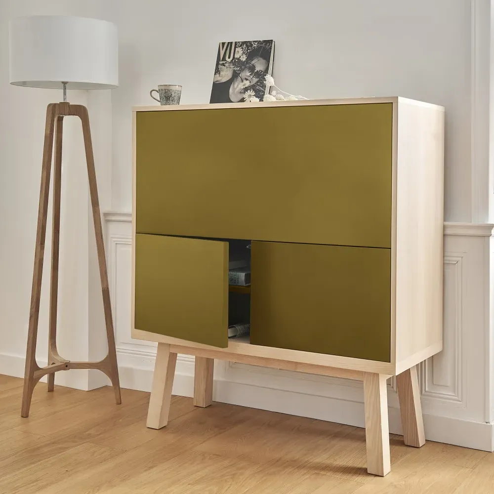 Illustration numéro 3 du produit Bureau secrétaire avec rangement, 120 cm de large, en frêne