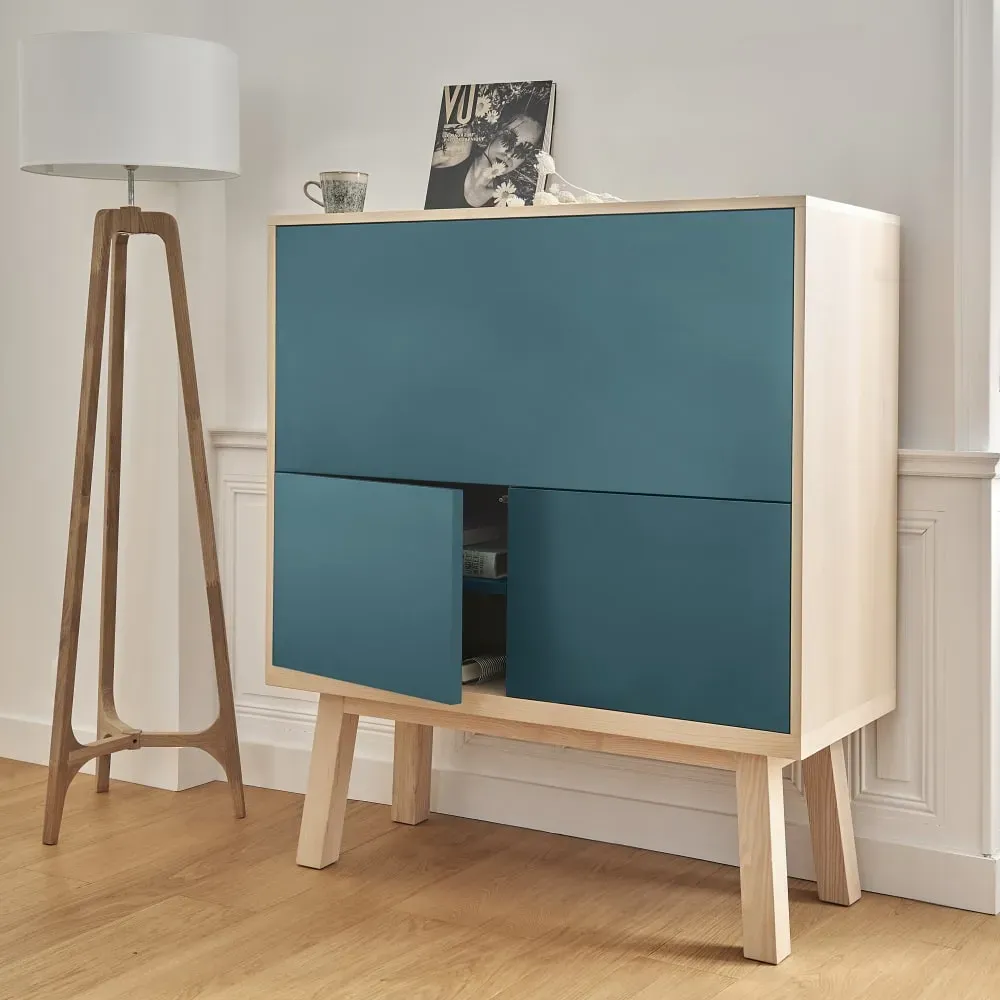 Illustration numéro 3 du produit Bureau secrétaire avec rangement, 120 cm de large, en frêne