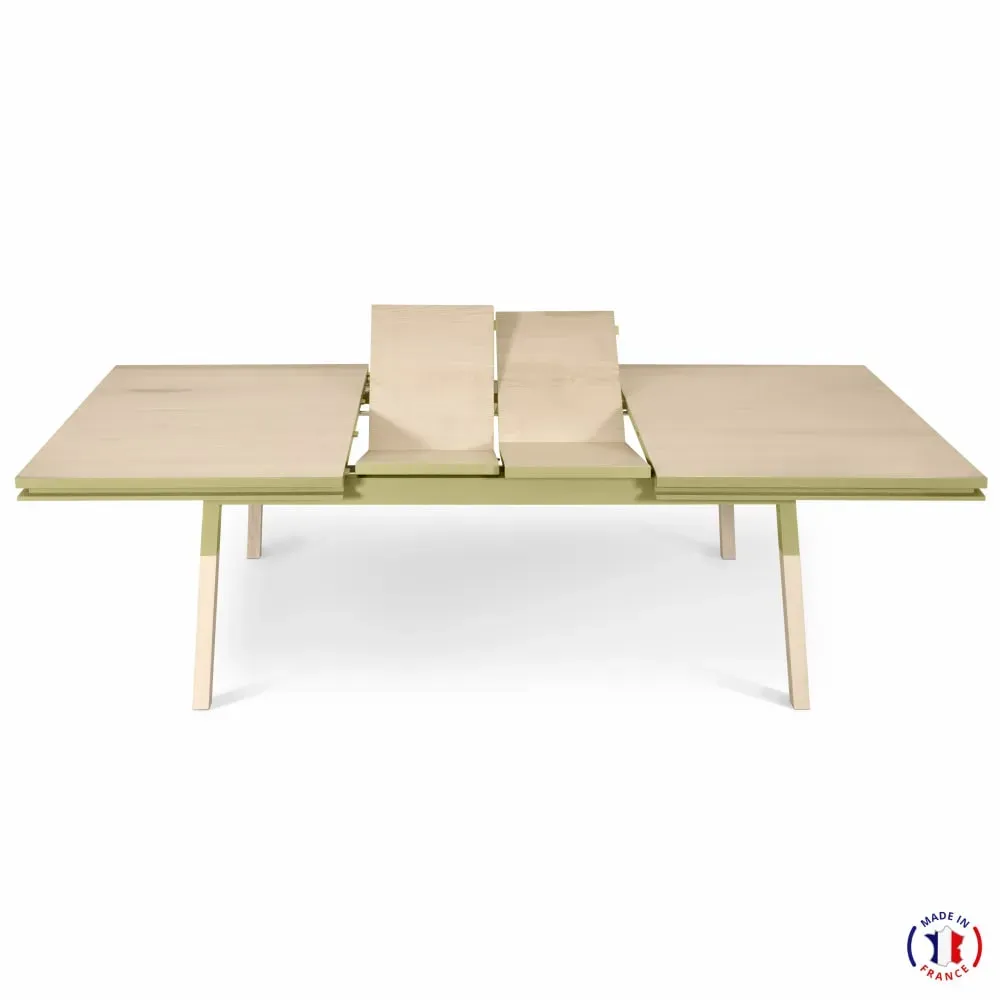 Illustration numéro 3 du produit Table repas rectangulaire 160x100 cm 2 rallonges, 100% frêne massif