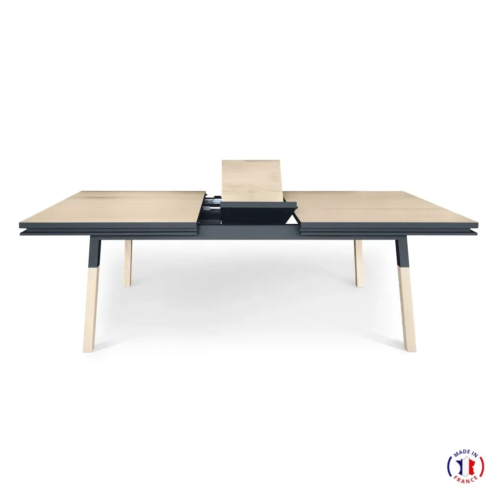 Illustration numéro 3 du produit Table repas rectangulaire 140x90 cm 1 rallonge, 100% frêne massif