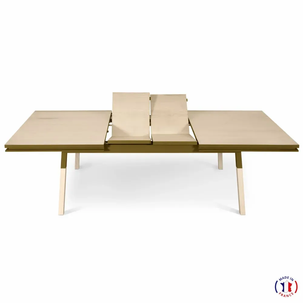 Illustration numéro 3 du produit Table 200x100 cm en frêne massif, 2 rallonges tabac de ruca