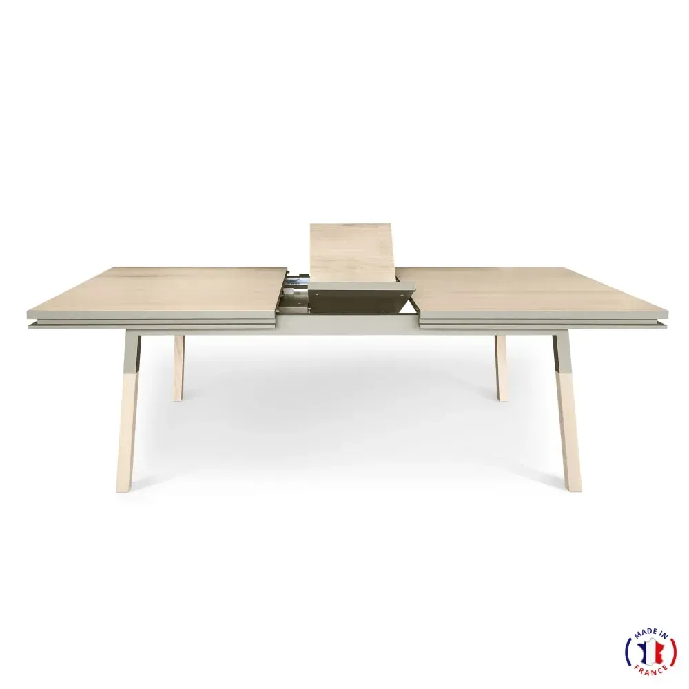 Illustration numéro 3 du produit Table repas rectangulaire 120x80 cm 1 rallonge, 100% frêne massif