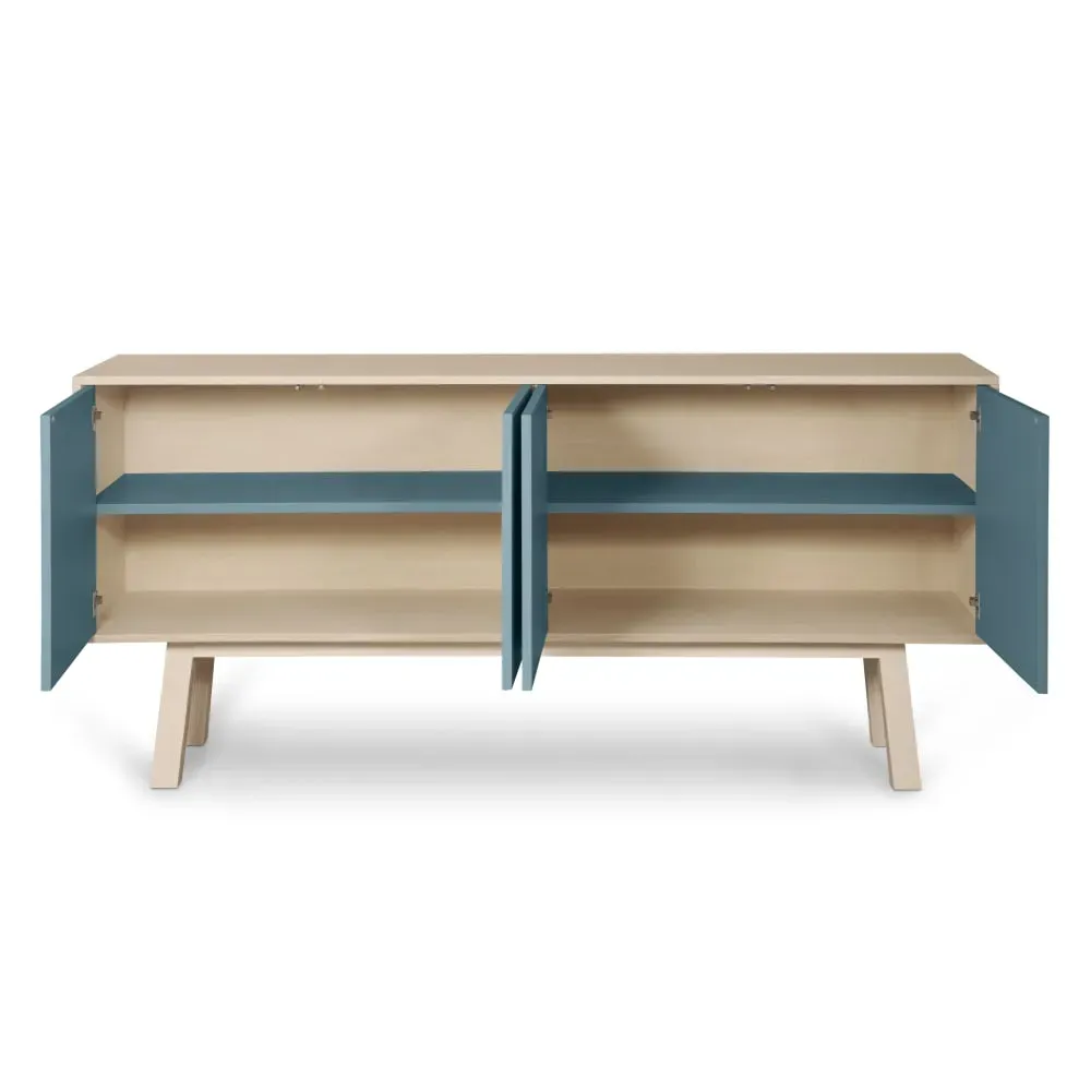 Illustration numéro 3 du produit Buffet 4 portes en frêne 220 cm, hauteur 94 cm