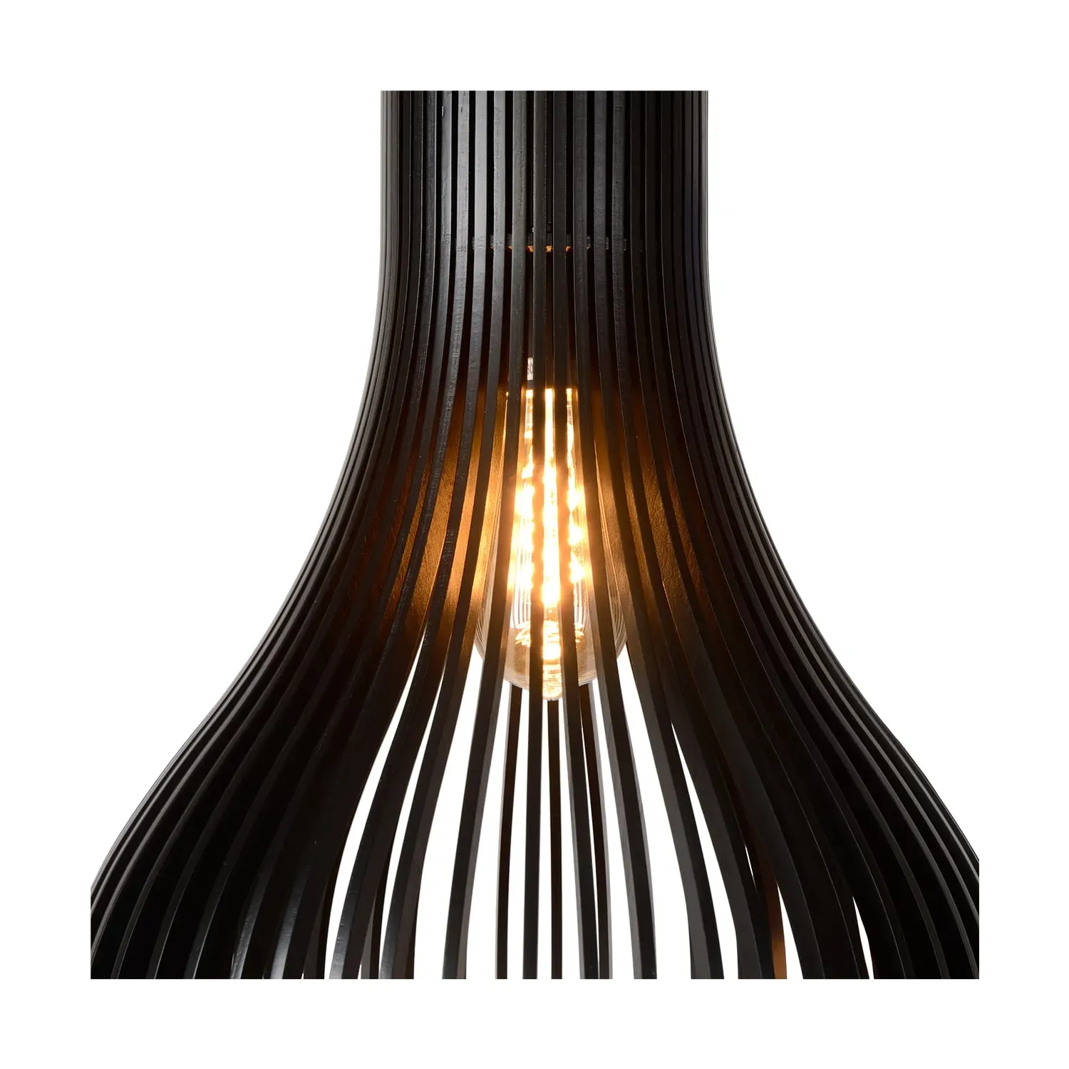 Illustration numéro 3 du produit Lampe suspendue industriellement en bois noir hauteur 190cm