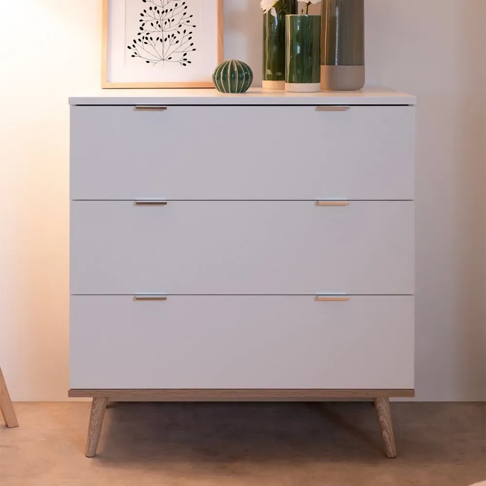Illustration numéro 3 du produit Commode 3 tiroirs L80 x H87 cm - Blanc