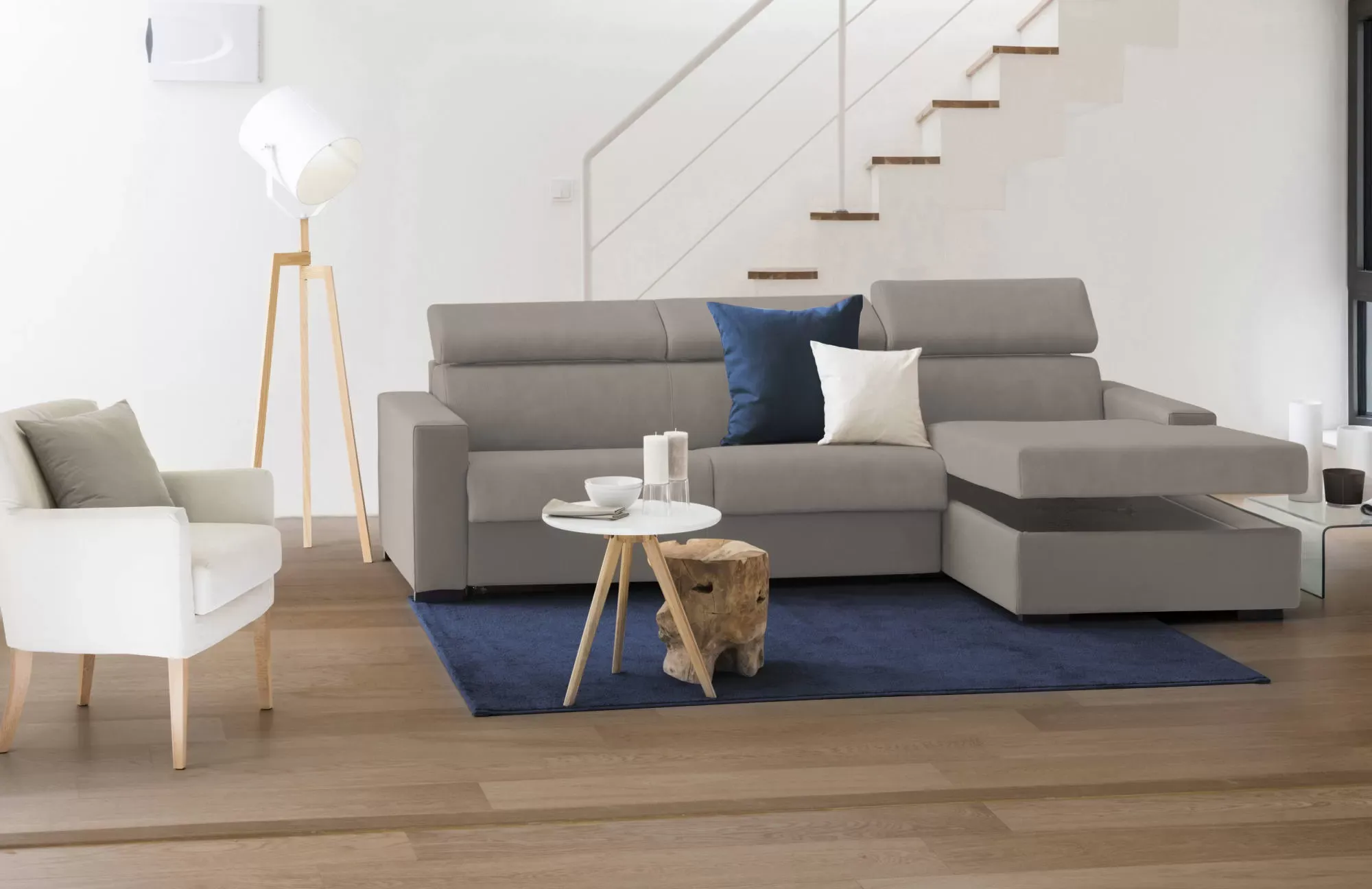 Illustration numéro 3 du produit Canapé d'angle convertible en tissu tourterelle 140x95 cm