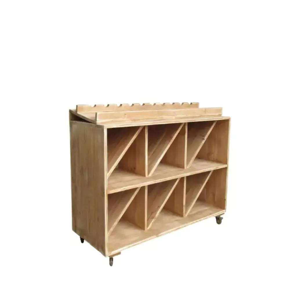 Illustration numéro 3 du produit Présentoir à vin sur roulettes 6 casiers Bois Massif