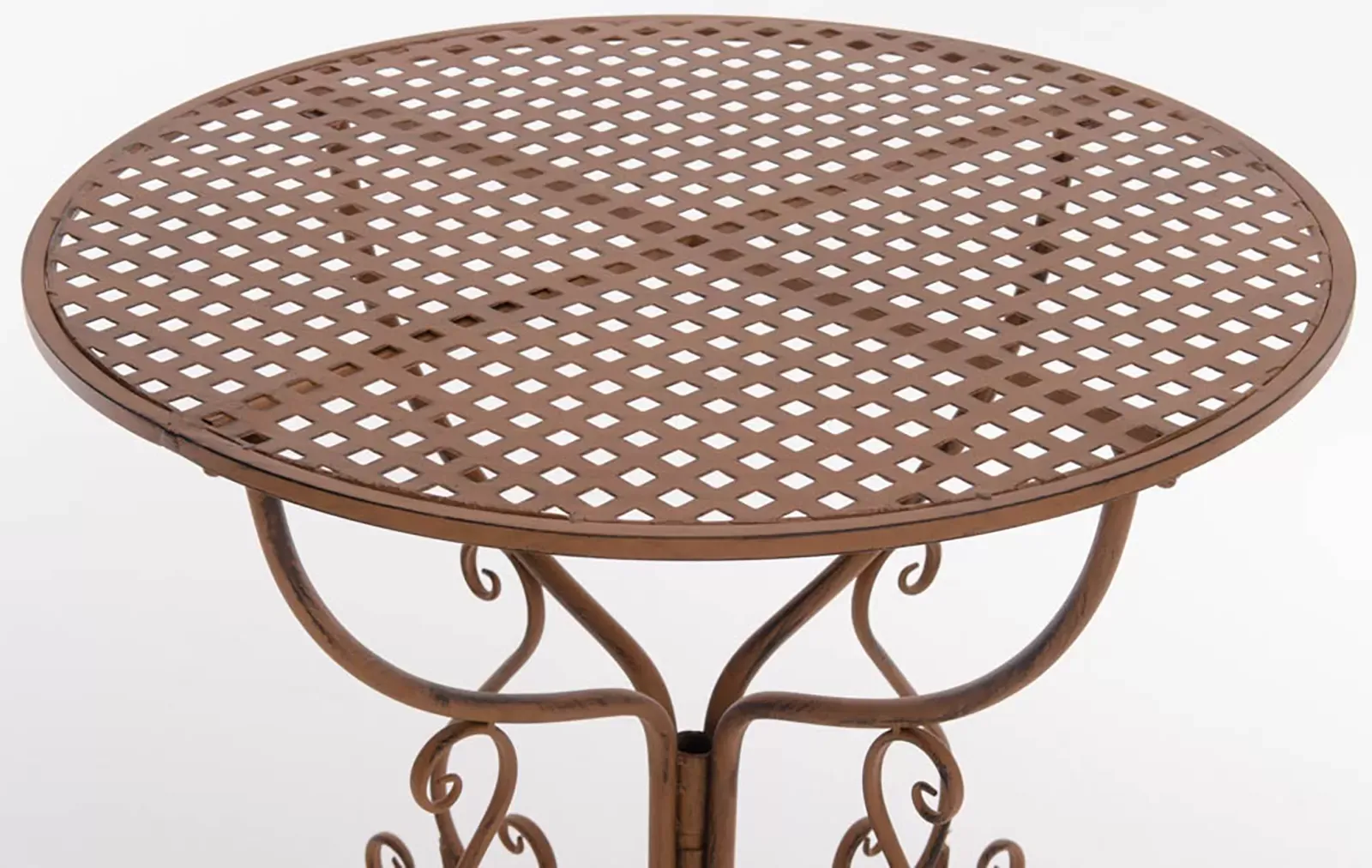 Illustration numéro 3 du produit Table de jardin ronde en métal Marron antique