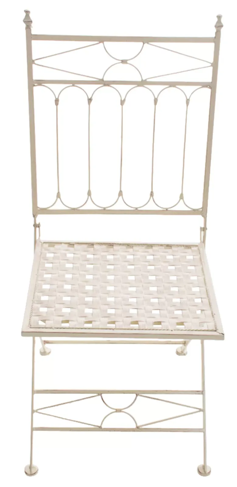 Illustration numéro 3 du produit Lot 2 chaises de jardin pliables en métal Crème antique