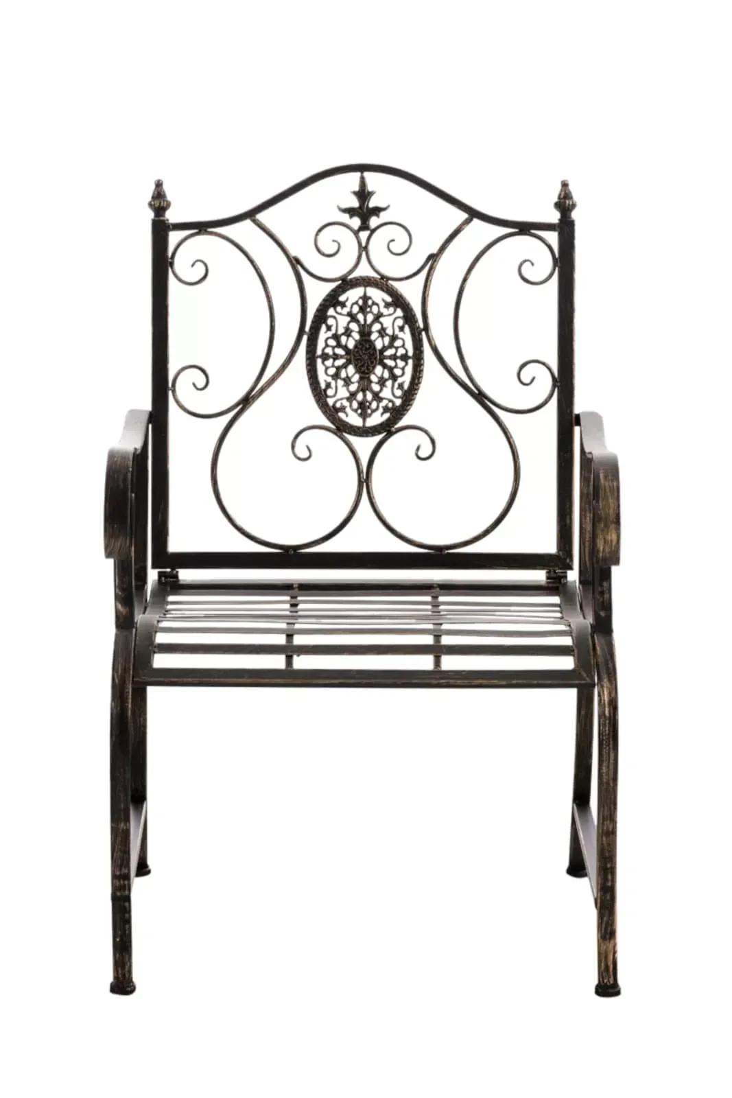 Illustration numéro 3 du produit Lot 2 chaises de jardin avec accoudoirs en métal Bronze