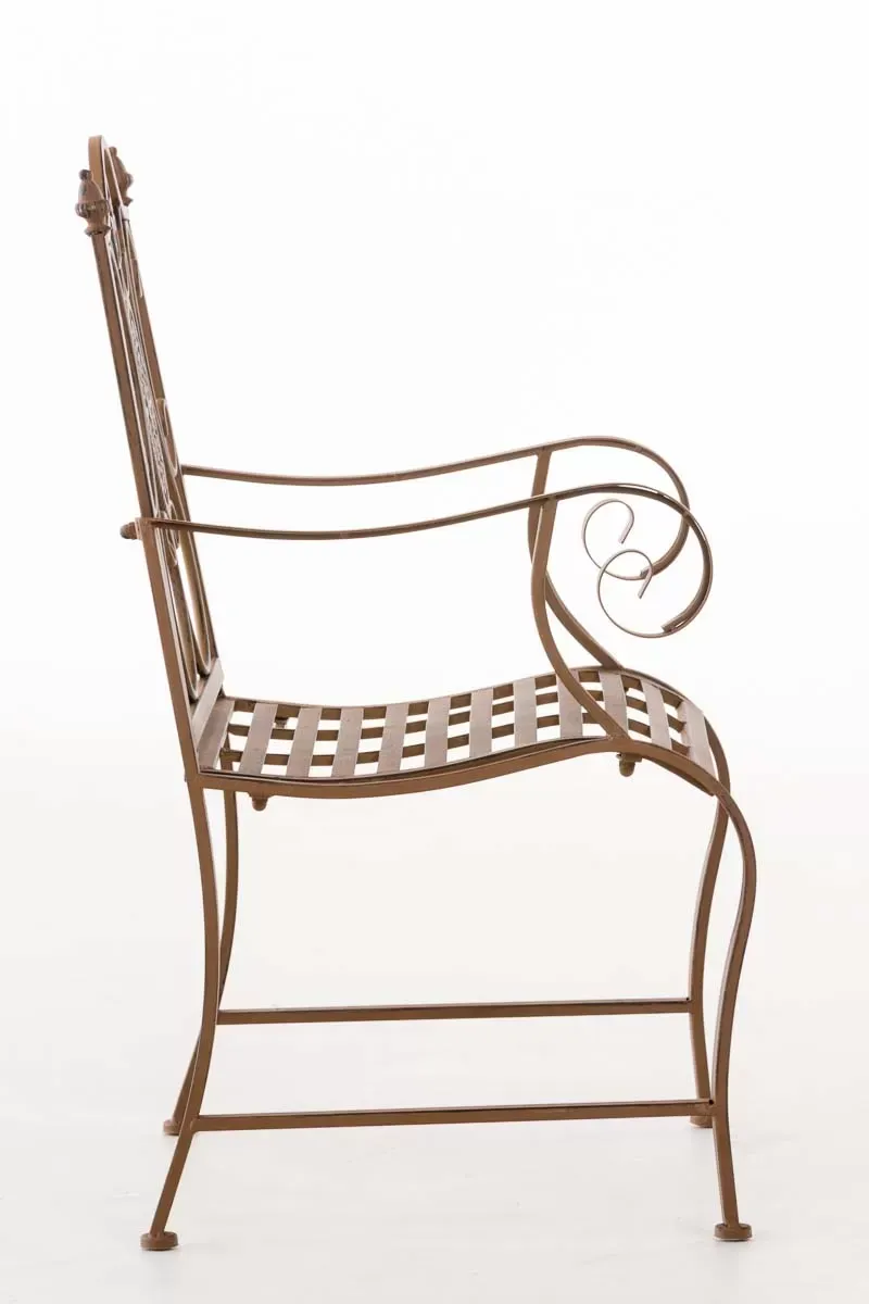 Illustration numéro 3 du produit Chaise de jardin avec accoudoirs en métal Marron antique